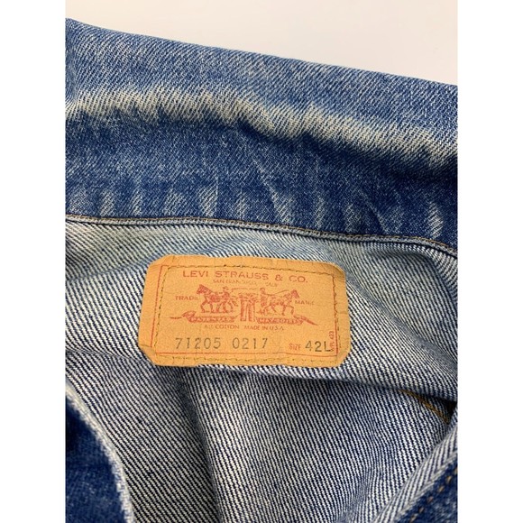 Levi Strauss 71205 Denim Trucker Jacket Button Jean Med Wash Collared Mens 42 L - Picture 7 of 9